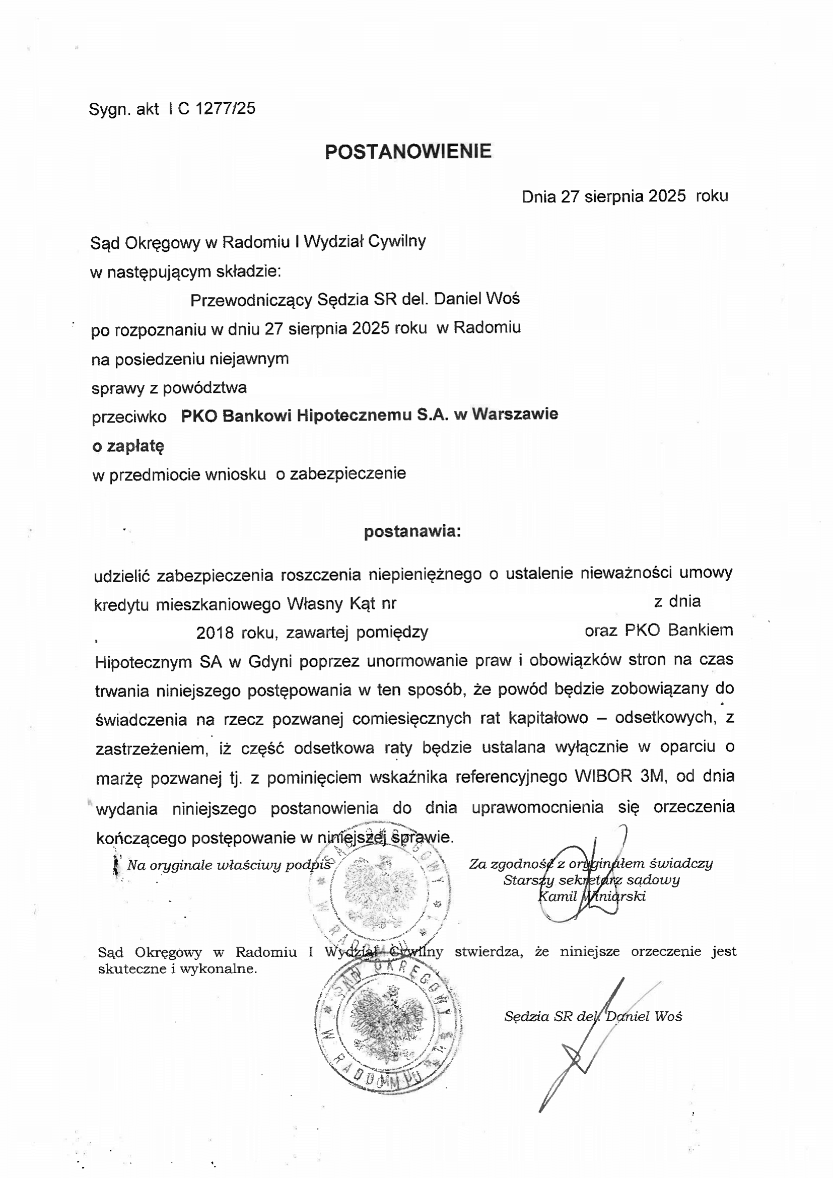 Postanowienie o zabezpieczeniu 2