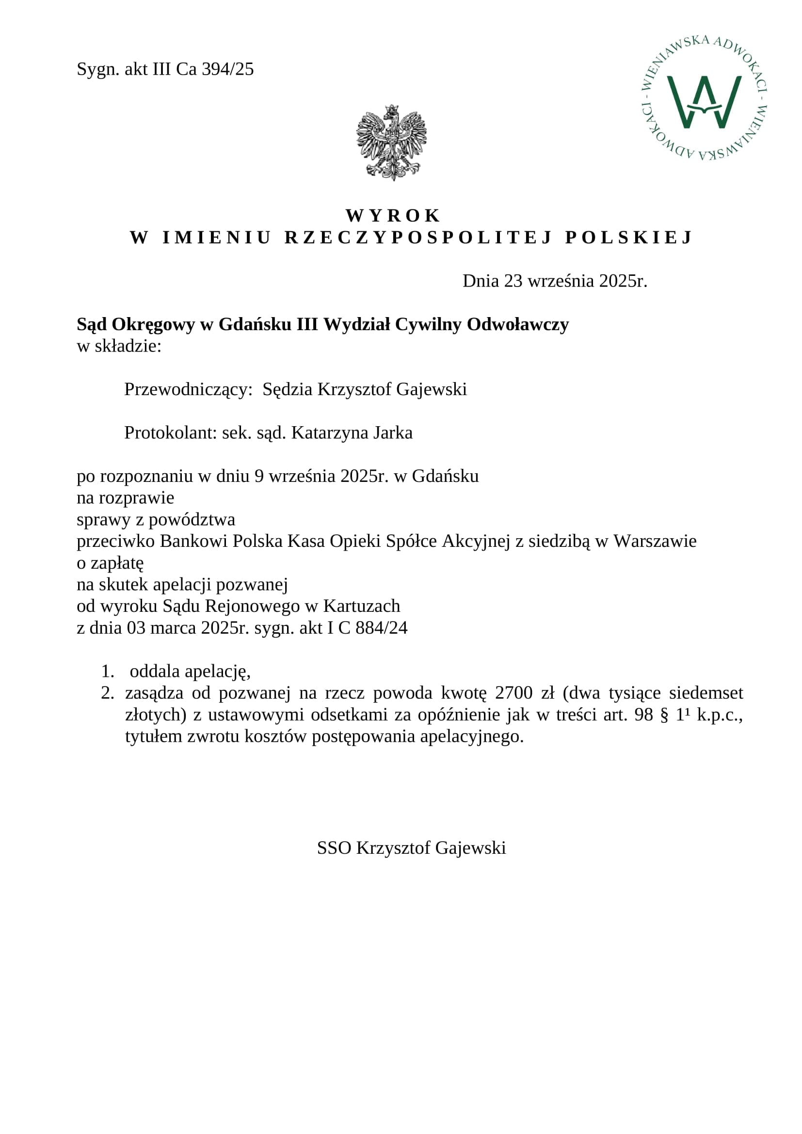 Wyrok — Wyrok nr 6