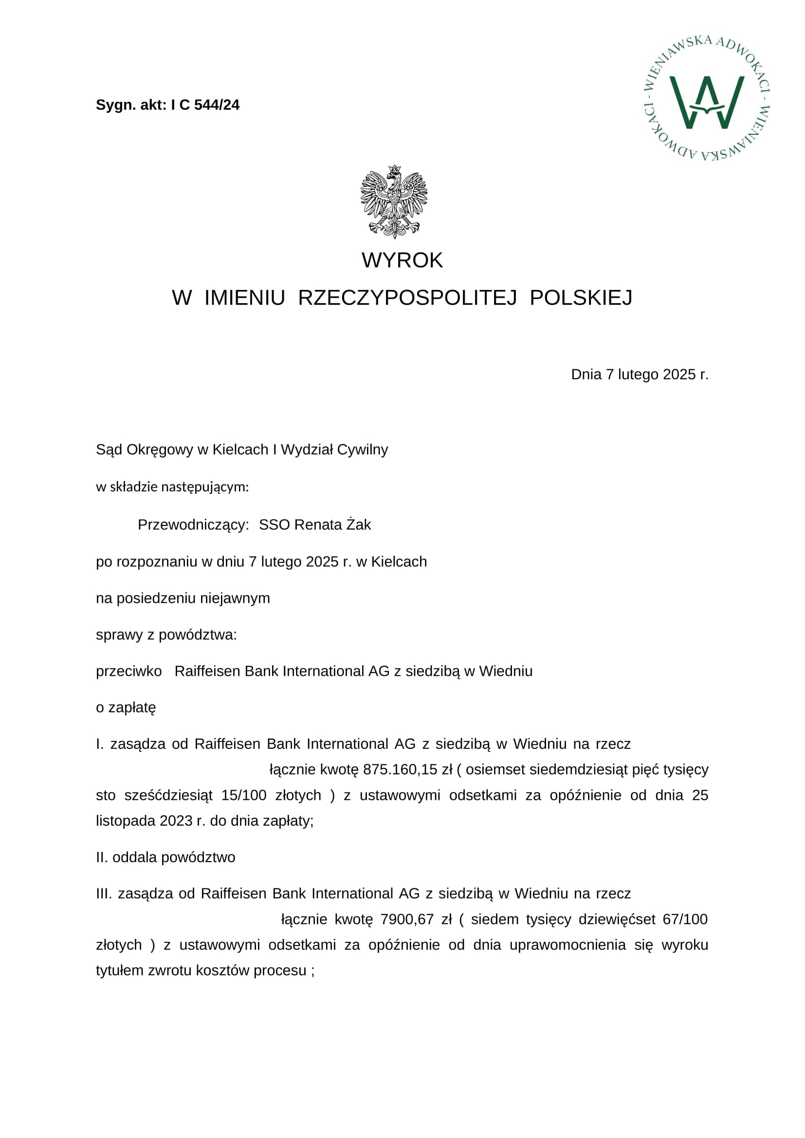 Wyrok — Wyrok nr 8