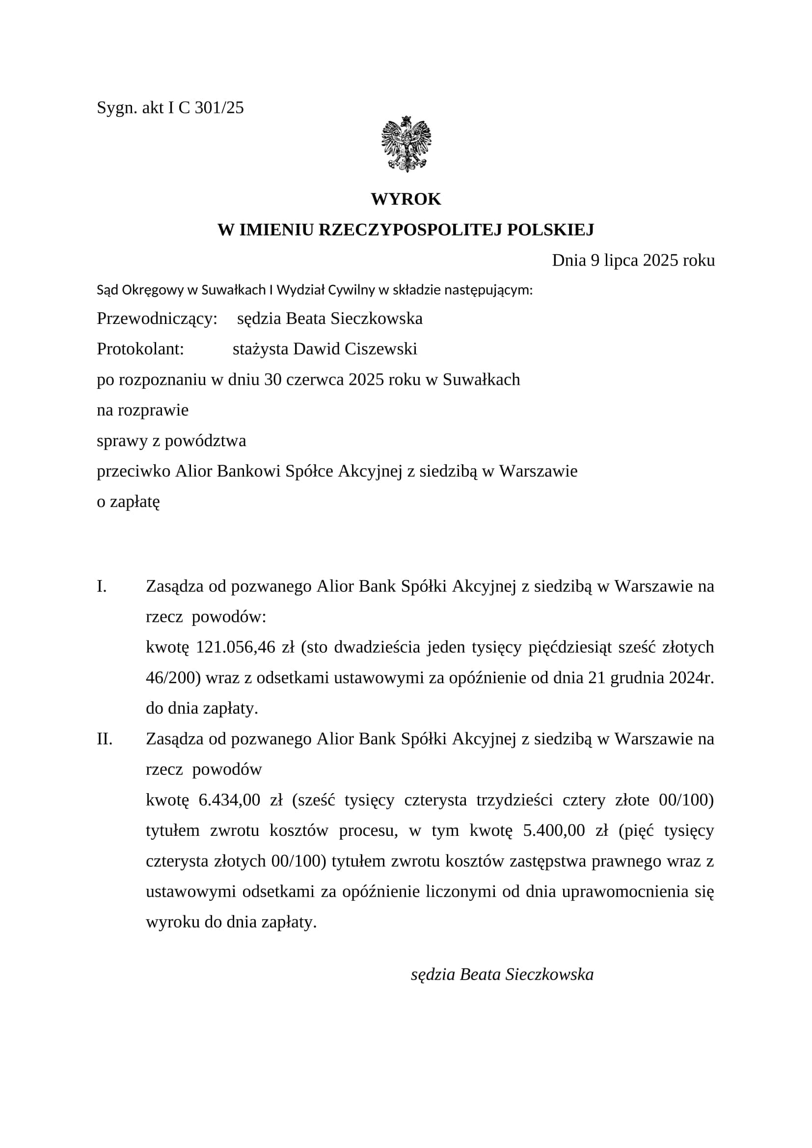 Wyrok — A I C 301/25