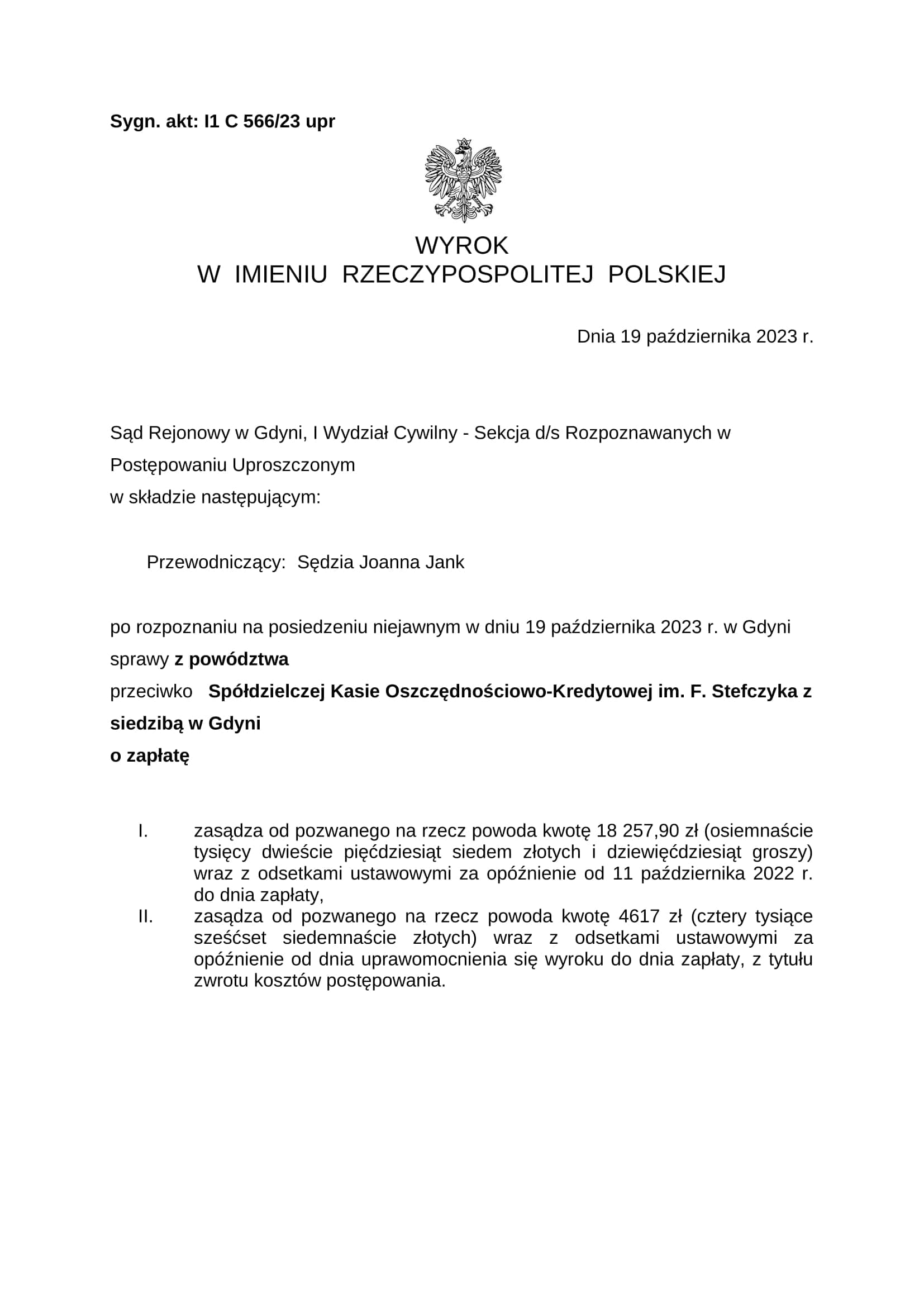 Wyrok — I1 C 566/23