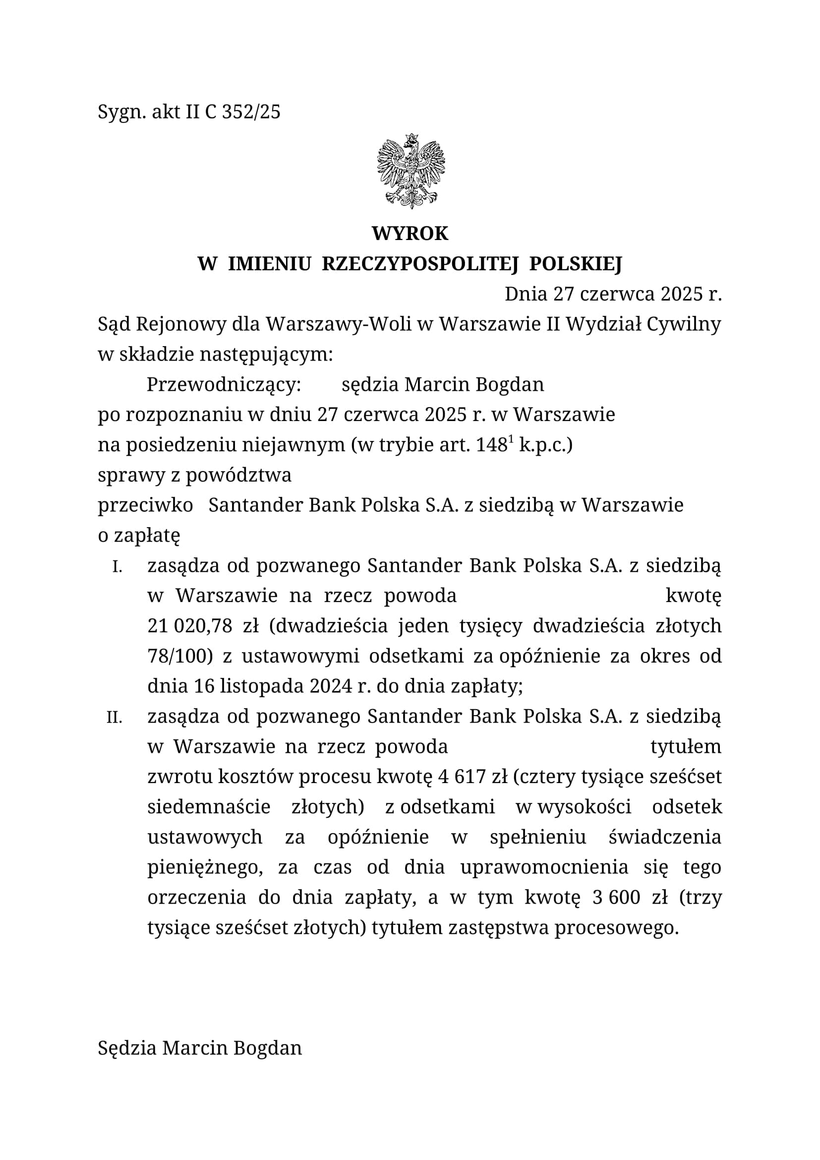 Wyrok — II C 352/25