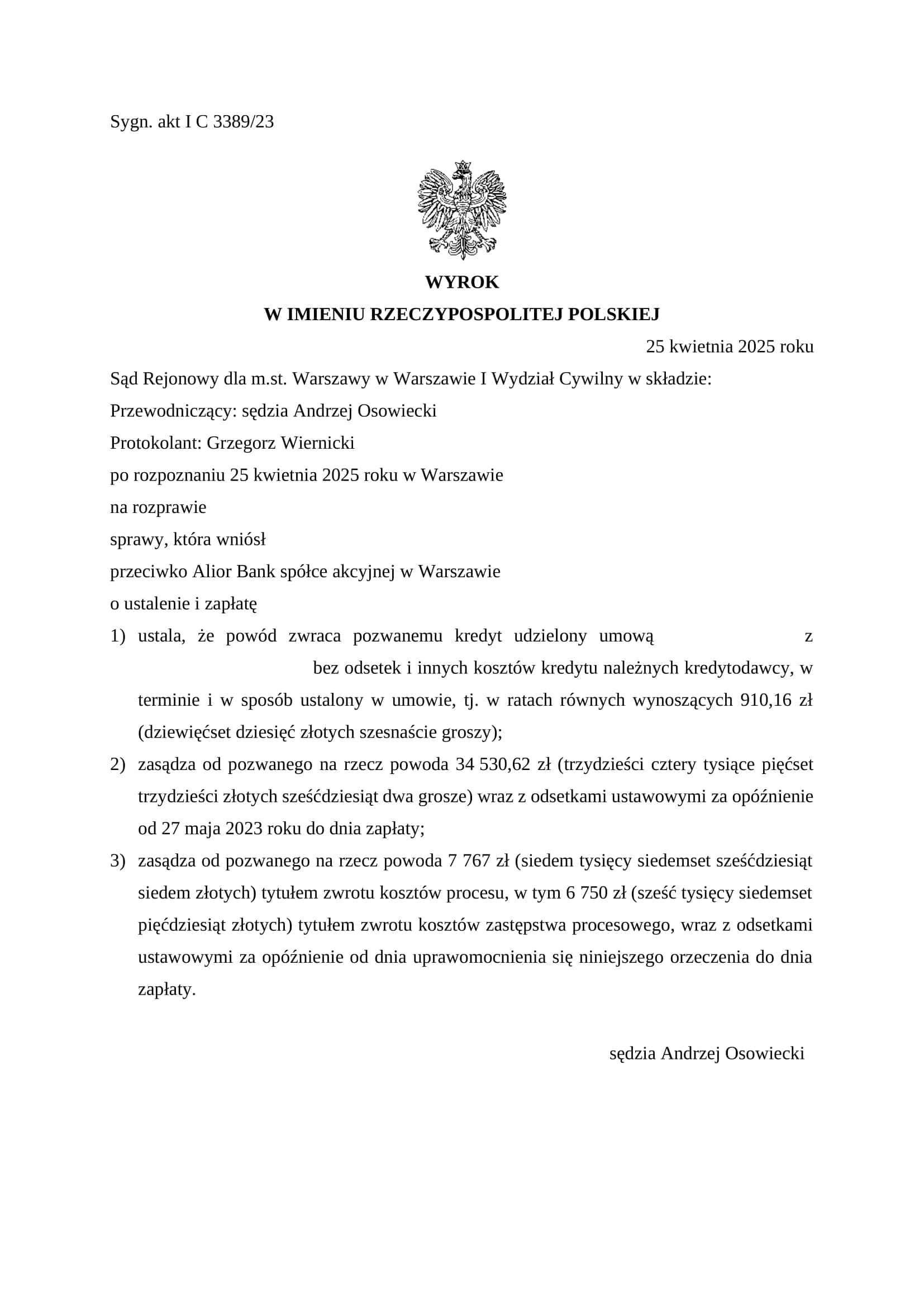 Wyrok — I C 3389/23