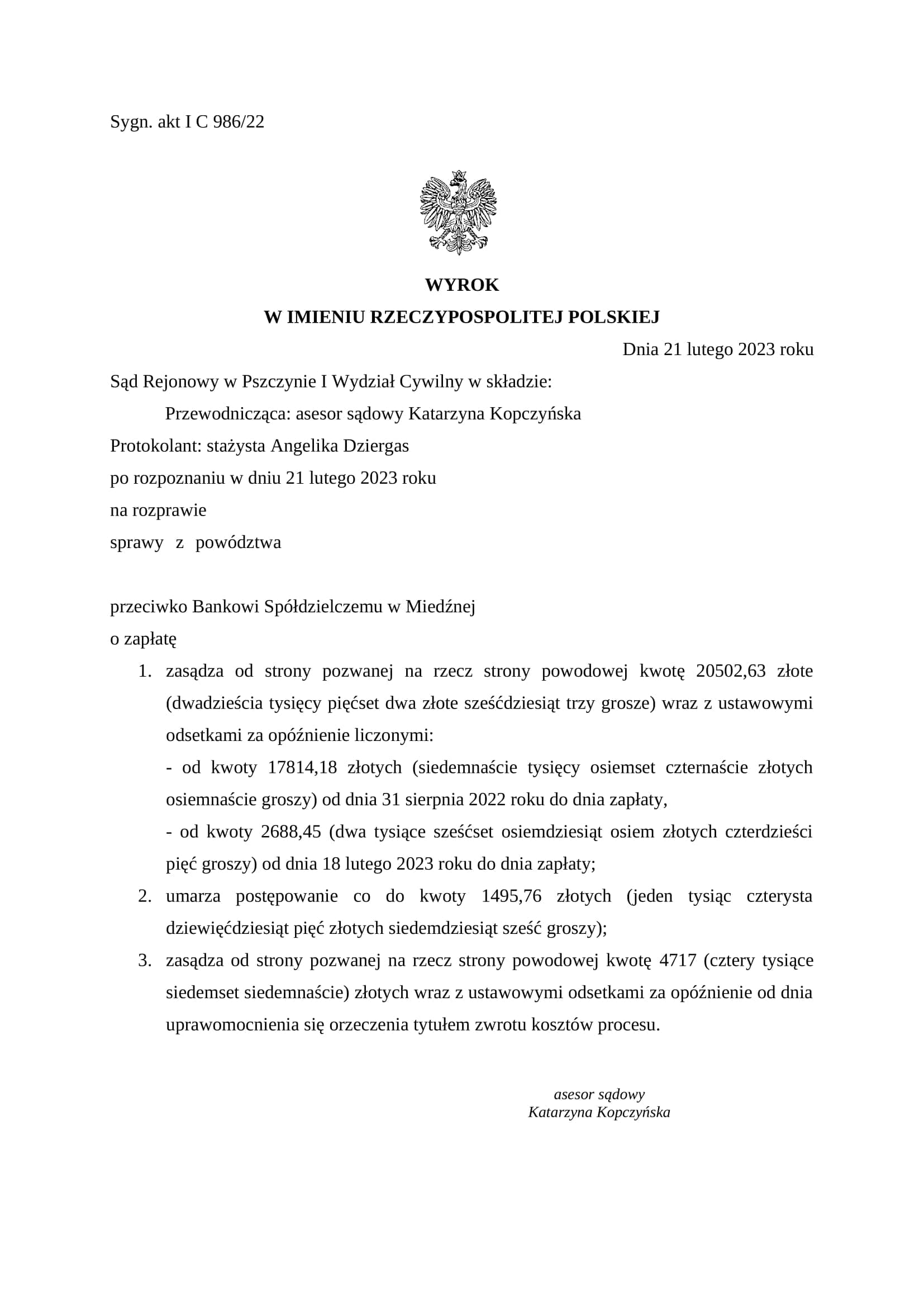 Wyrok — I C 986/22