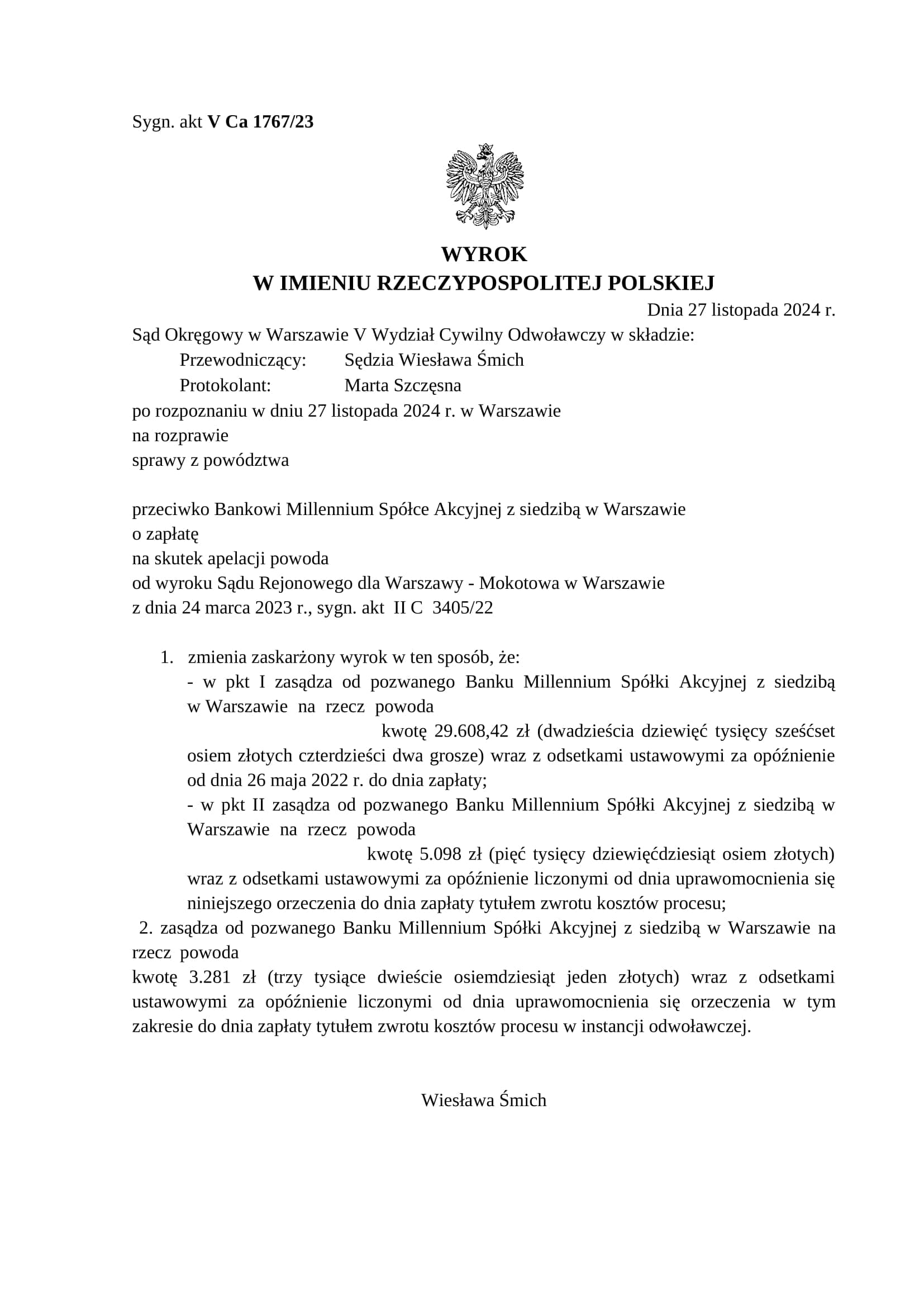 Wyrok — V Ca 1767/23